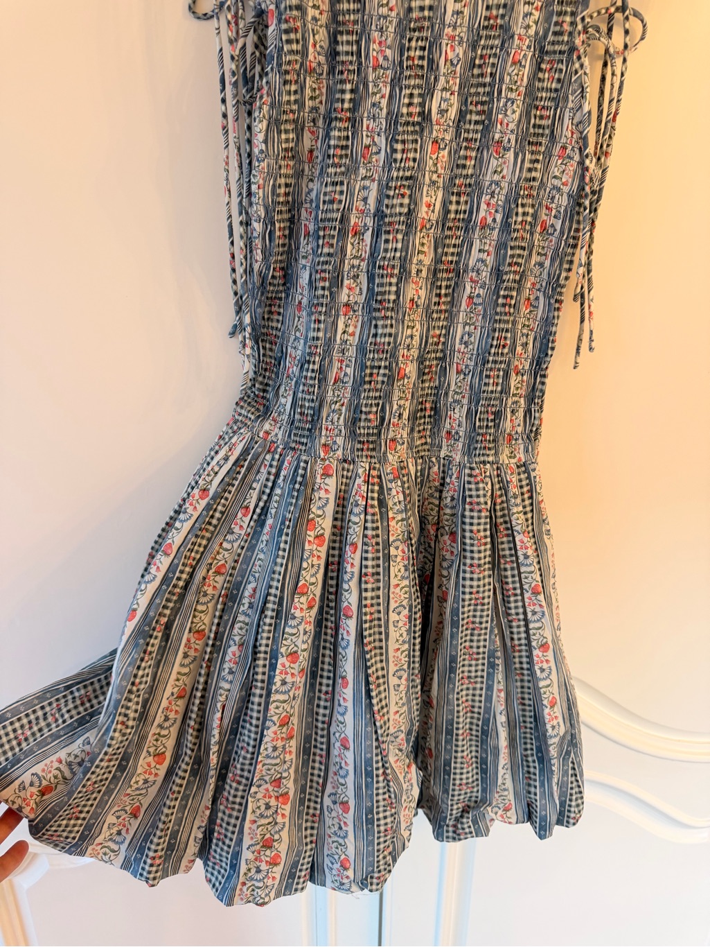Damson Floral Stripe Mini Dress In Blue And White — image 4 of 8